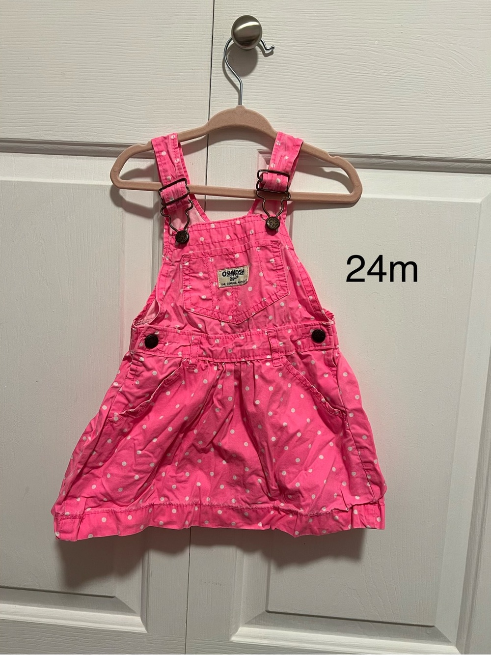OshKosh B'gosh Pink Polka Dot Overall Dress